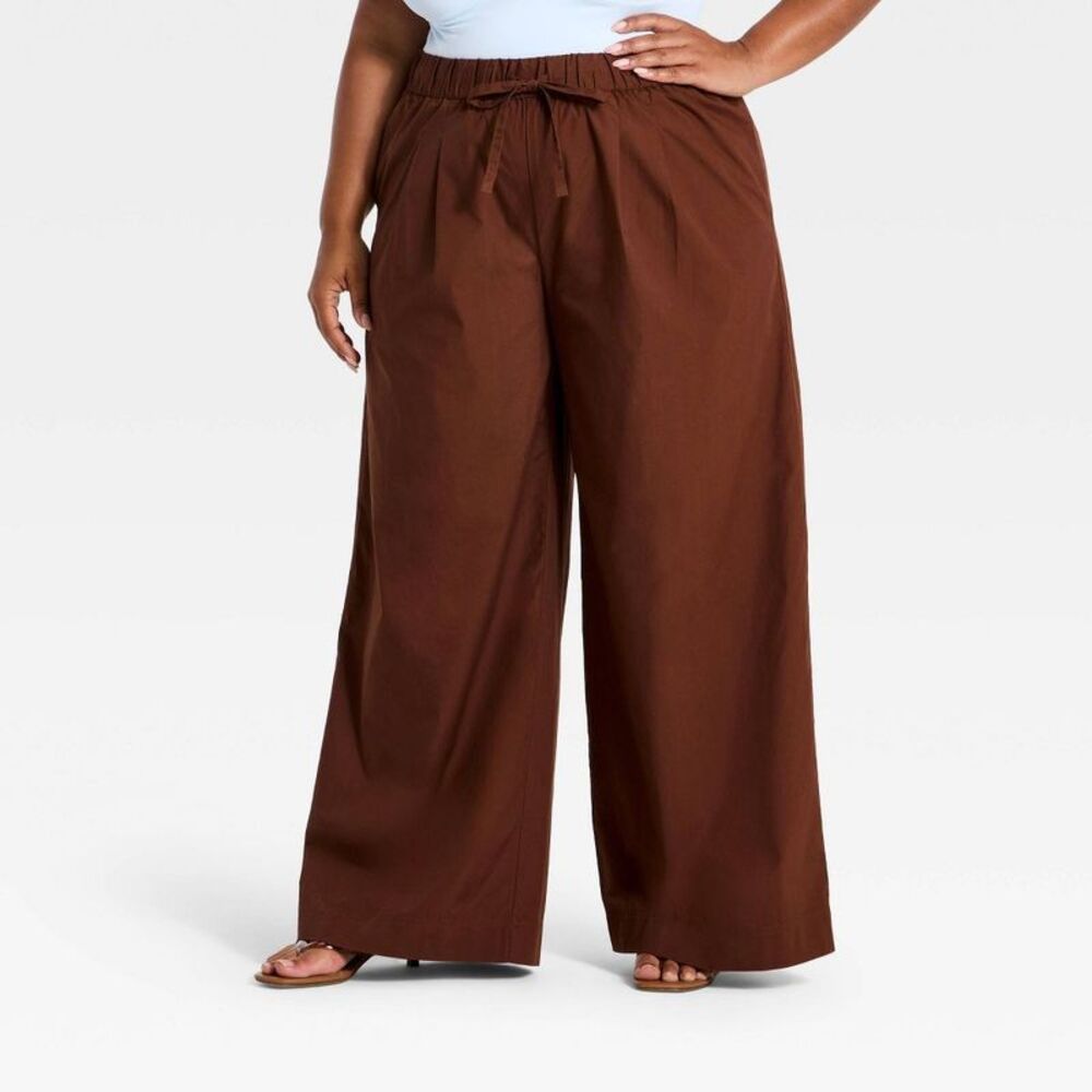 Women's Pull-On Twill Pants - A New Day Brown L
